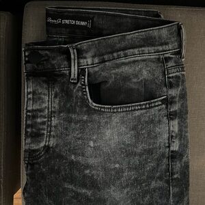 Denim&Co Men's Stretch Skinny Jeans - Black Acid Wash 34/32